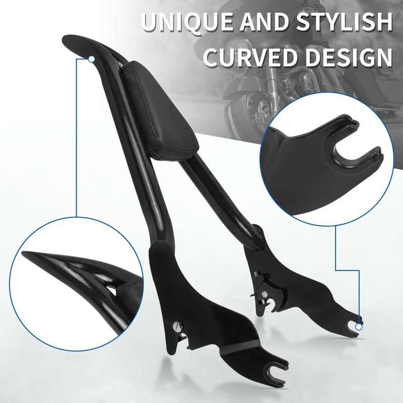 AUFER 28" Motorcycle Rear Passenger Backrest Sissy Bar With Pad Locked Rotary Docking Latches Clips With Keys Compatible With For Touring Road King Road Glide Street Glide Electra Glide 2009-2025 - Image 5